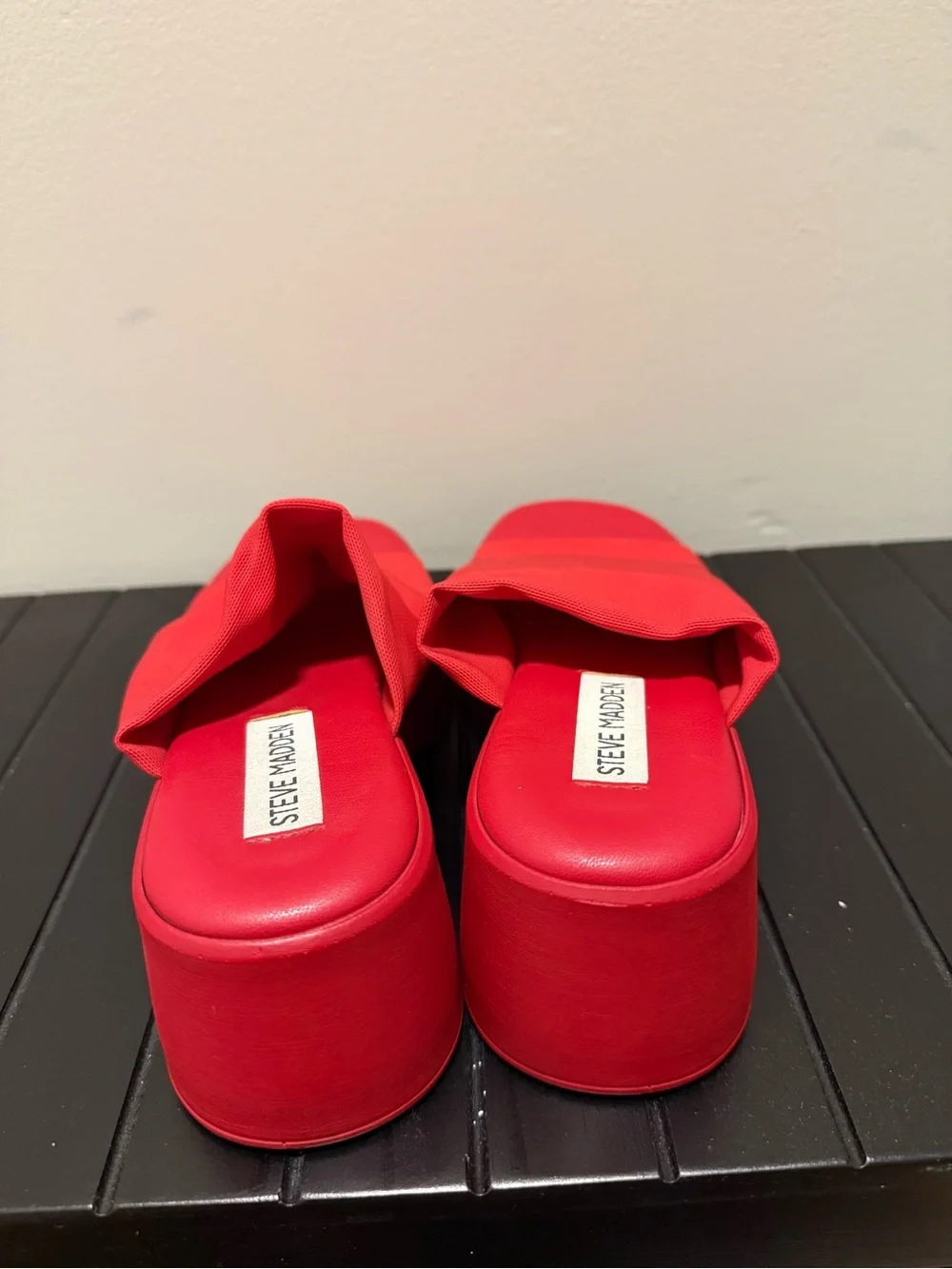 Steve Madden Red Platform Slide Sandals